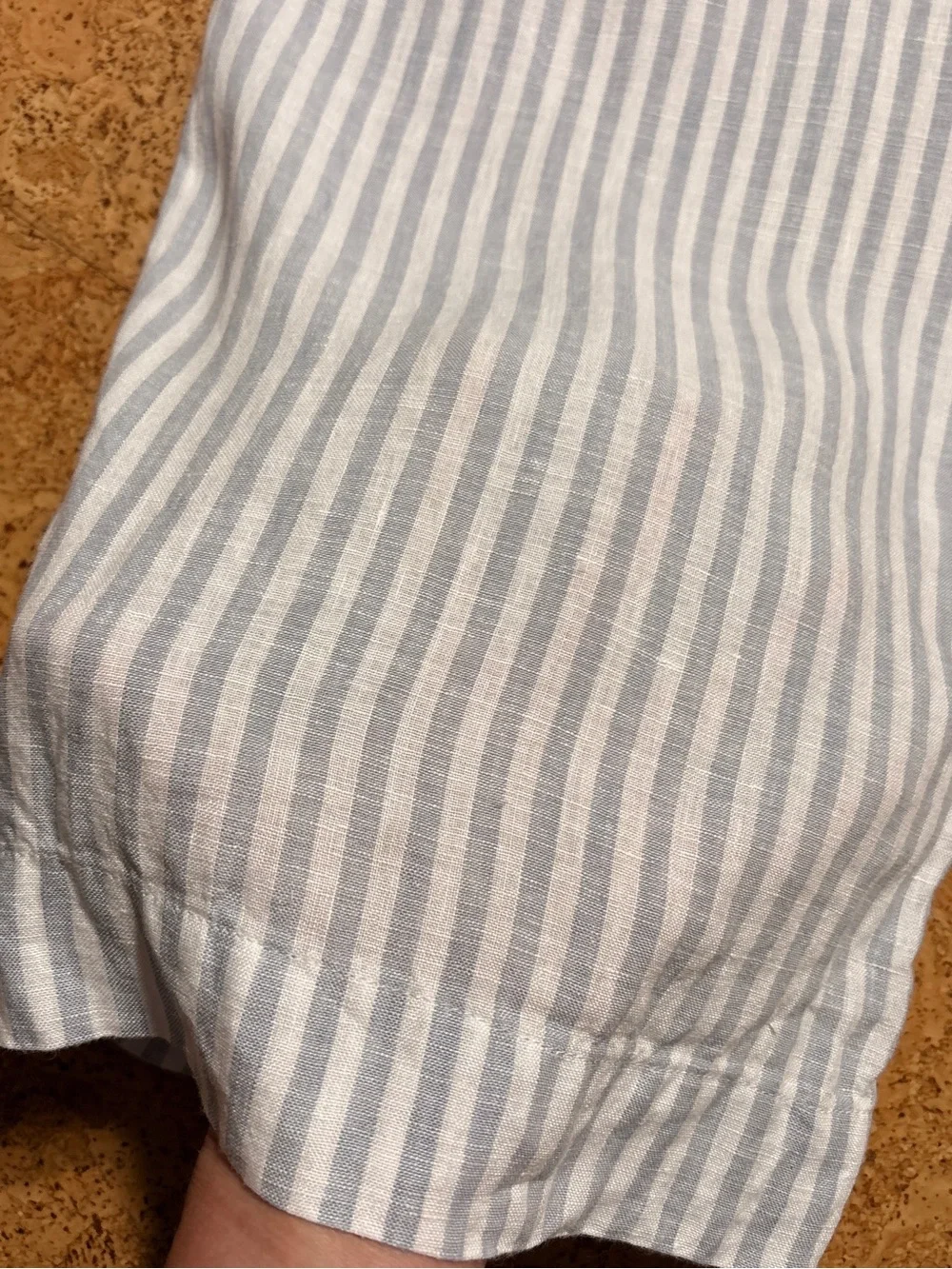 Quince 100% European Linen Wide Leg Pants NWT in Sky Blue Mariner Stripe Sz M